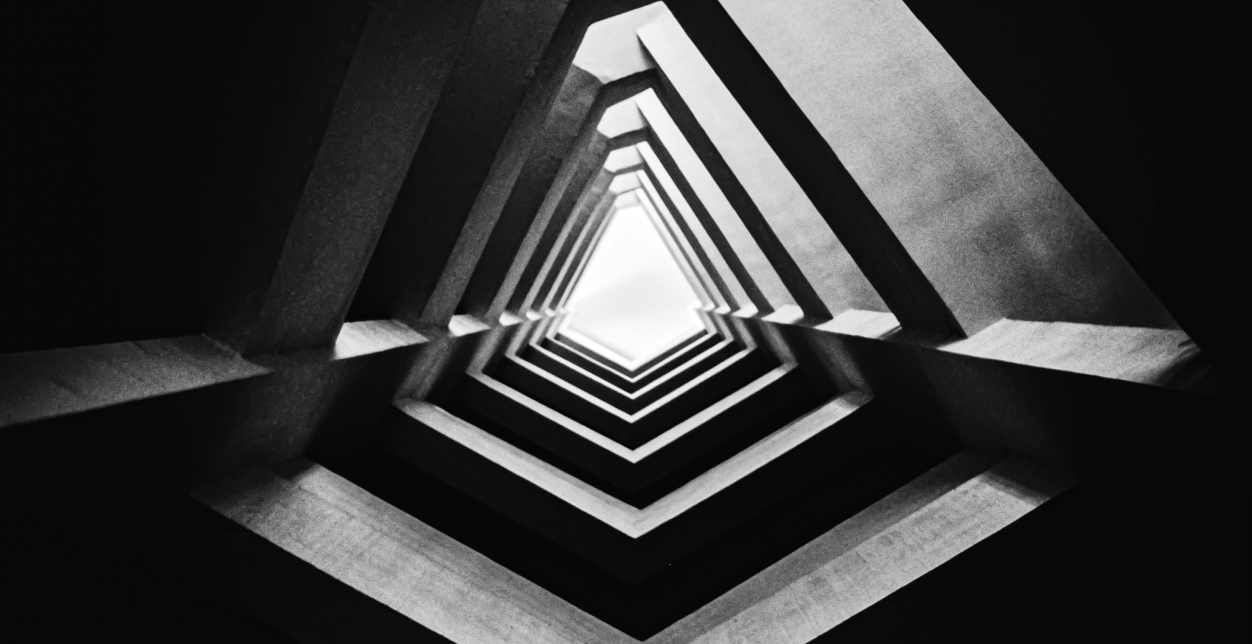 Abstract digital art featuring dense clusters of pink and purple vertical bars with varying heights, creating a serene, dreamlike landscape pattern.