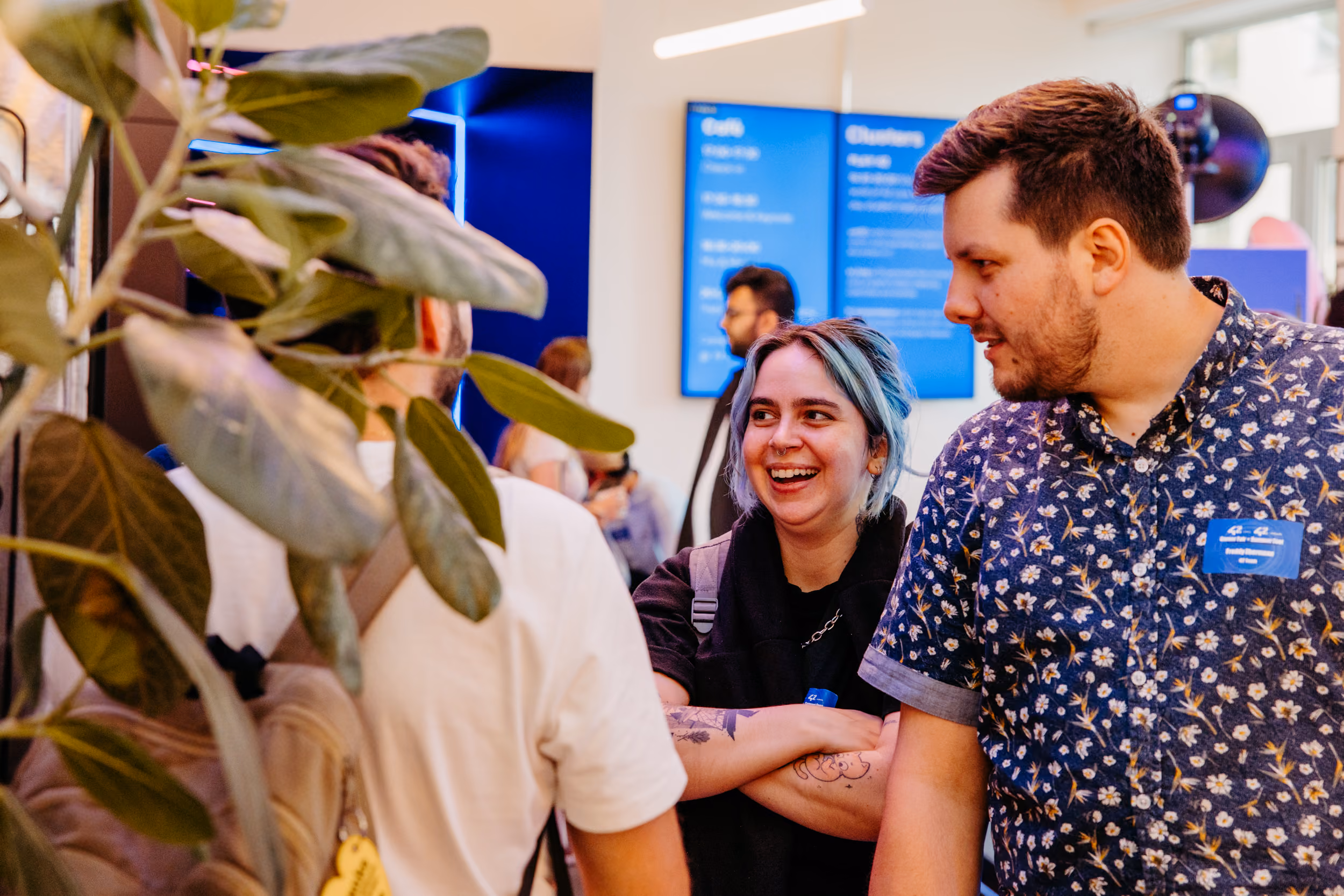 Attendees networking in the 42 Berlin campus