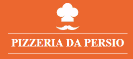 White chef hat icon above the text 'PIZZERIA DA PERSIO' on an orange background.