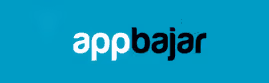 AppBajar logo with white and black text on a turquoise background.