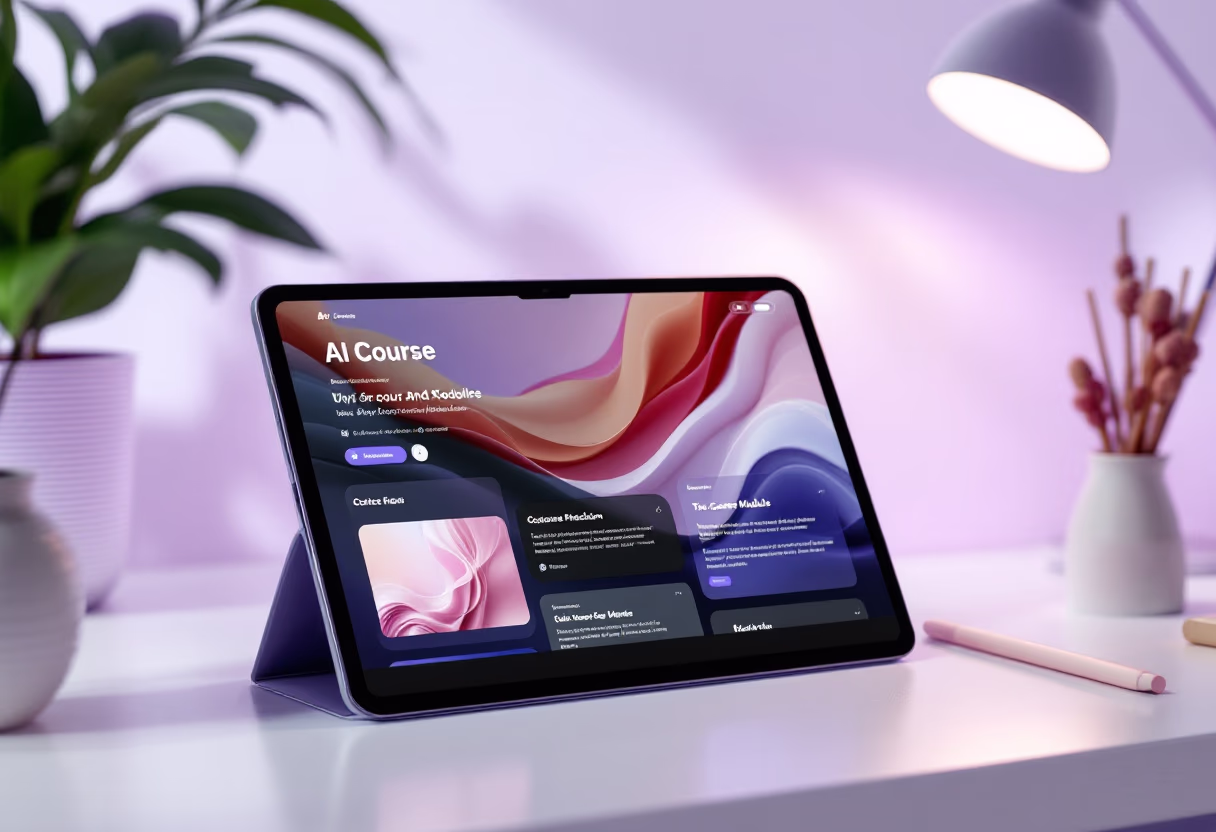 image of ai course modules on screen