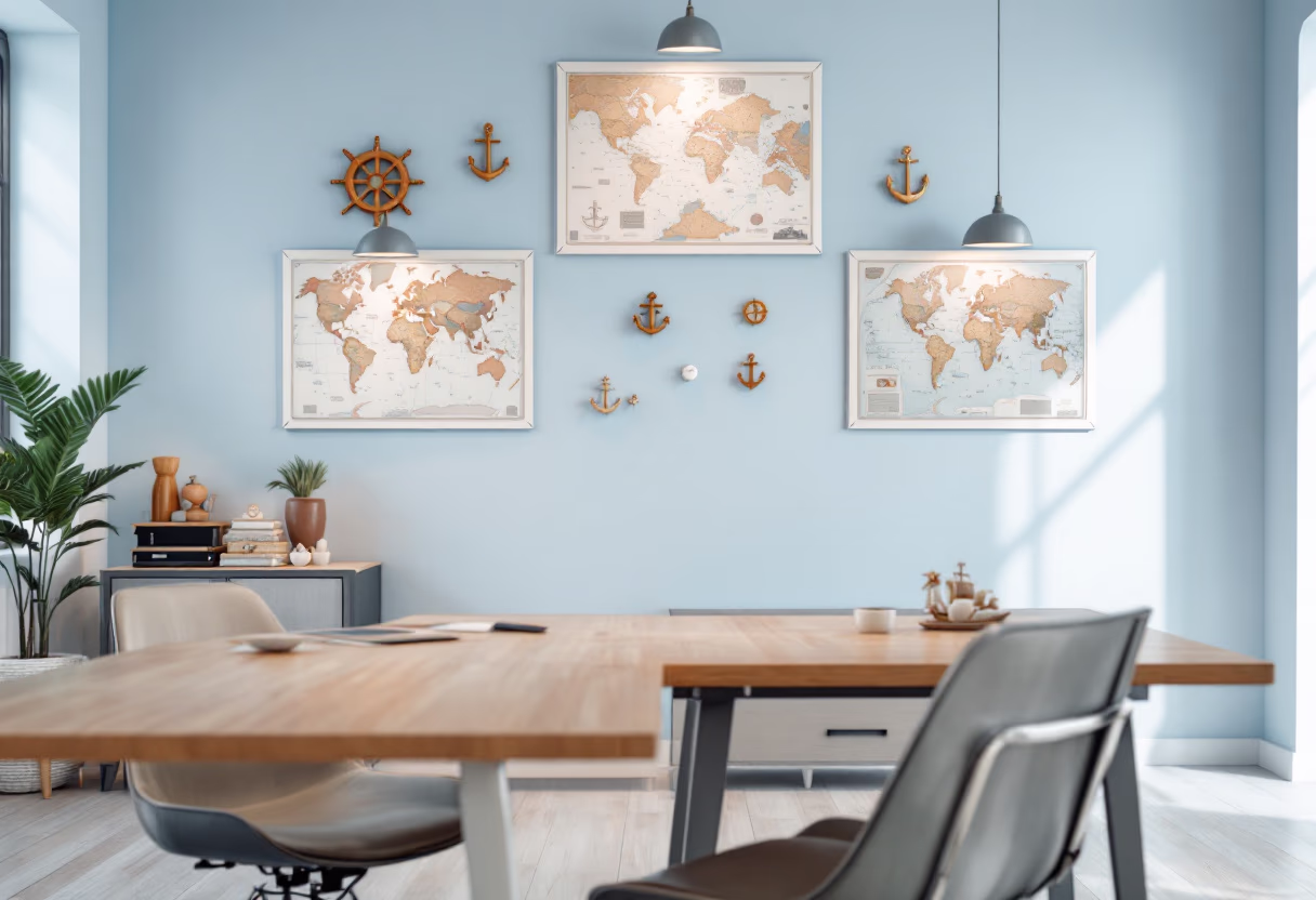 [background image] of office setting (for a maritime service)