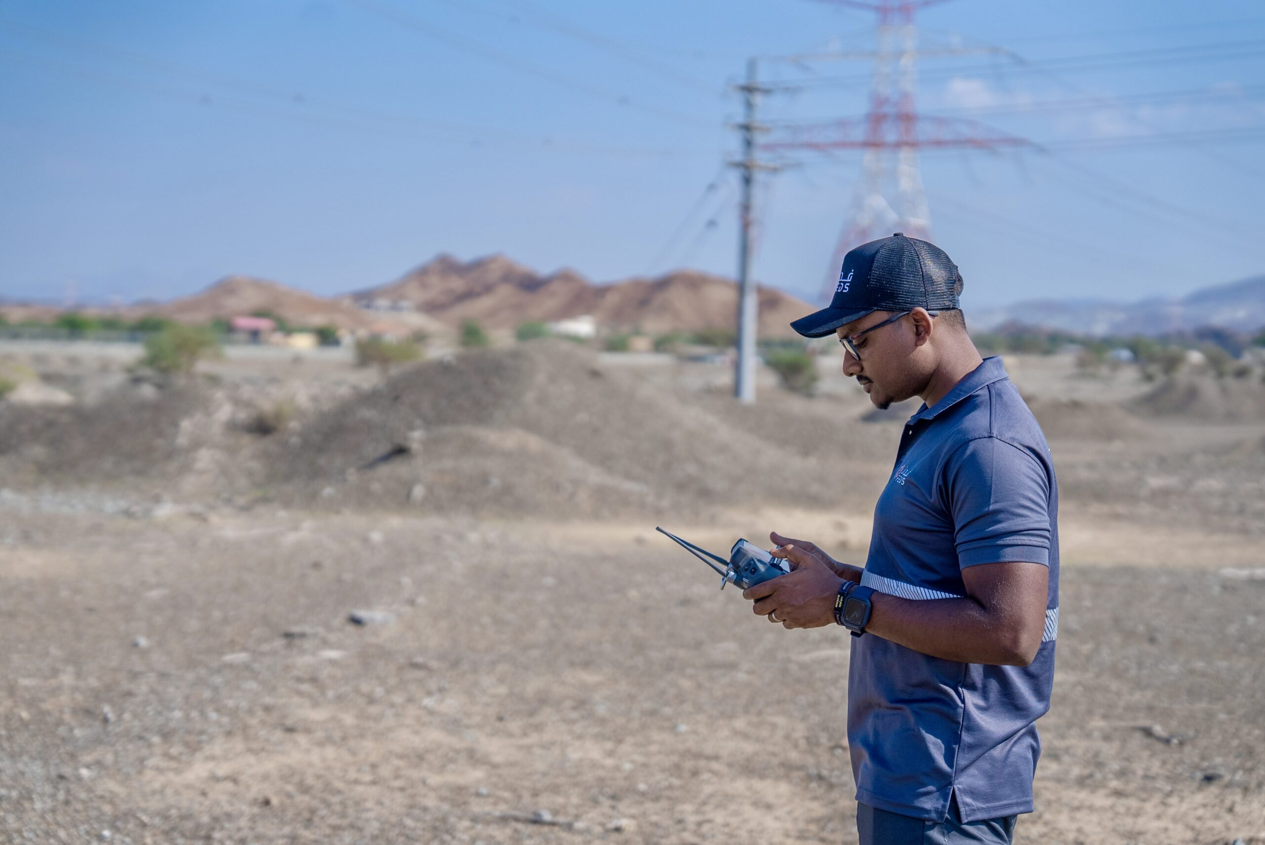 A drone pilot with the drone rc controller