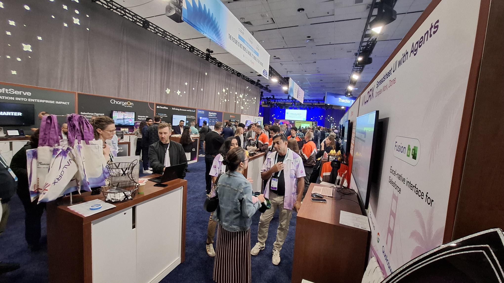 Dreamforce 2026 attendees testing Wave AI at the Valorx Trailblazer Forest booth