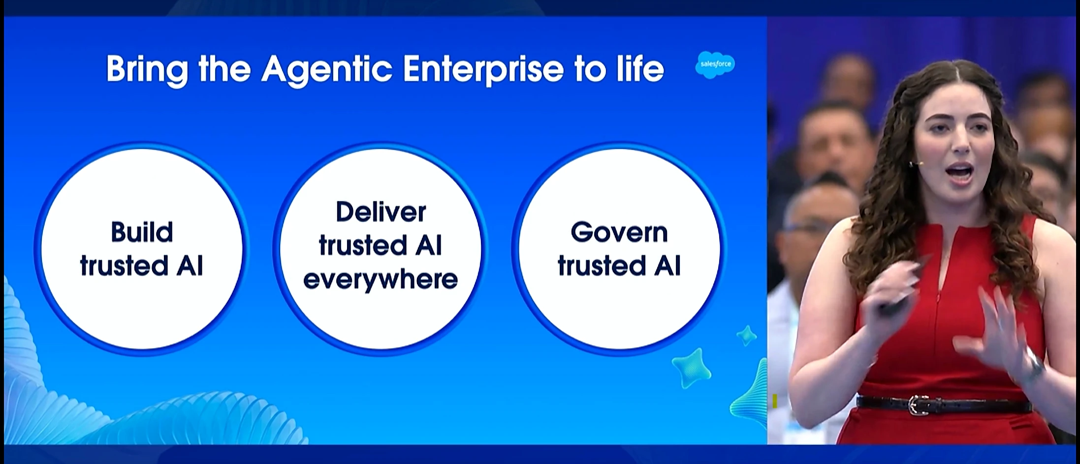 Dreamforce 2026 admin keynote slide: bring the agentic enterprise to life by building, delivering and governing trusted AI.