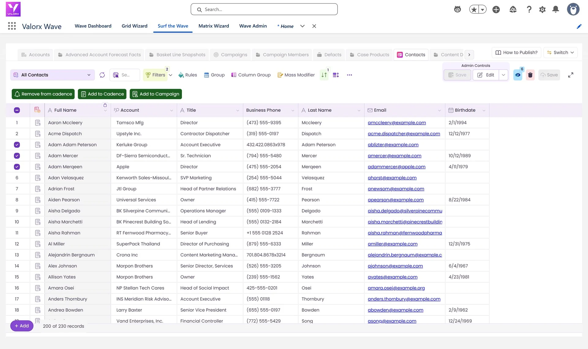 Buttons on a Valorx Wave grid that start Salesforce Flows