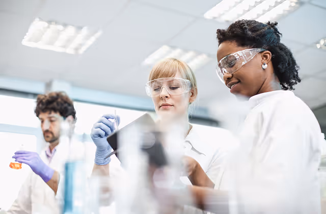 Researchers working together in a laboratory