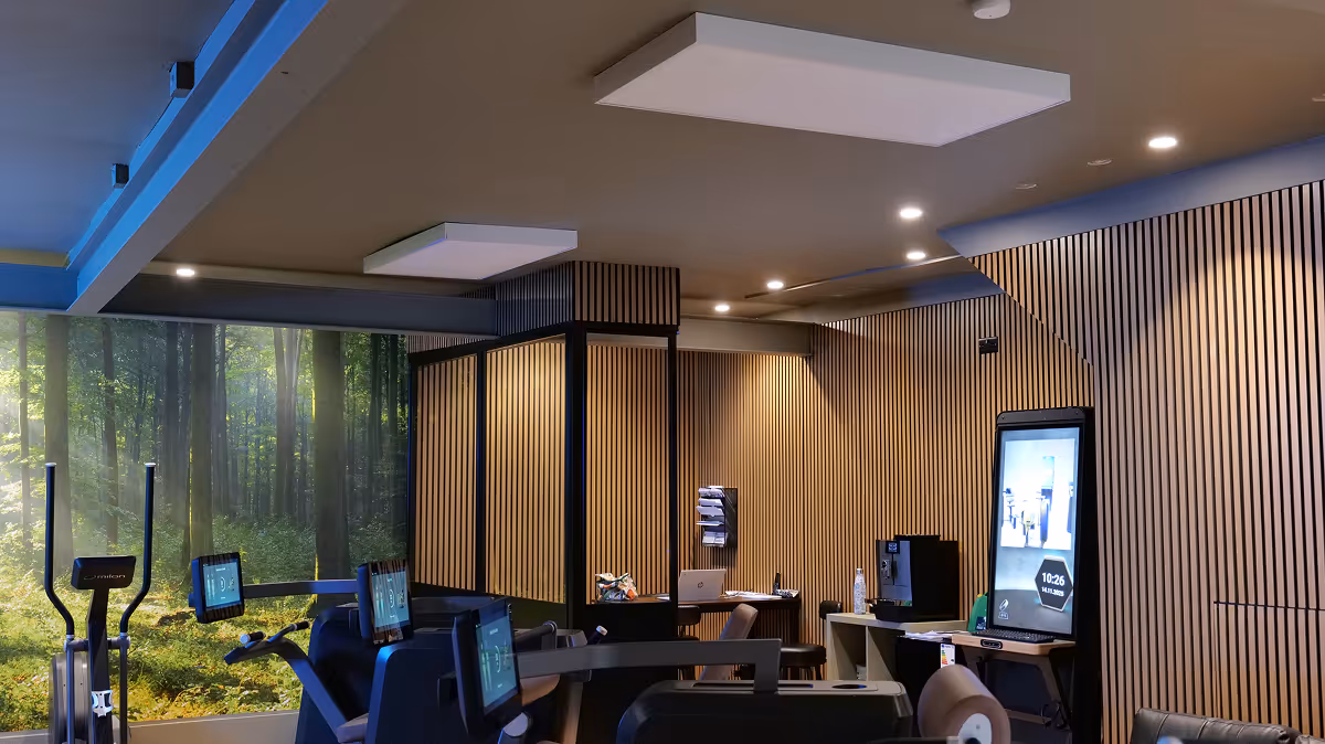 Studio35 Gym after brand new lighting installation, comprising of ceiling spot lights