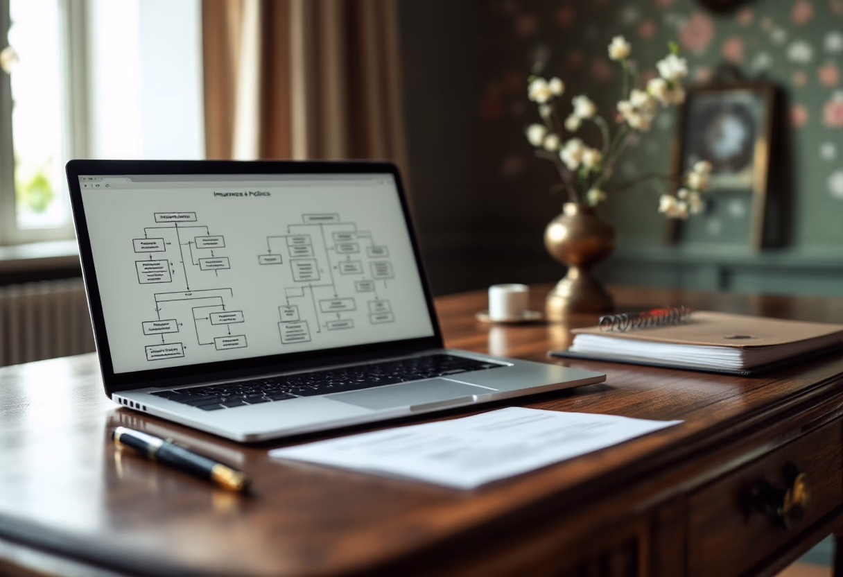 [background image] image of a writing desk with a laptop for an insurance agency & company