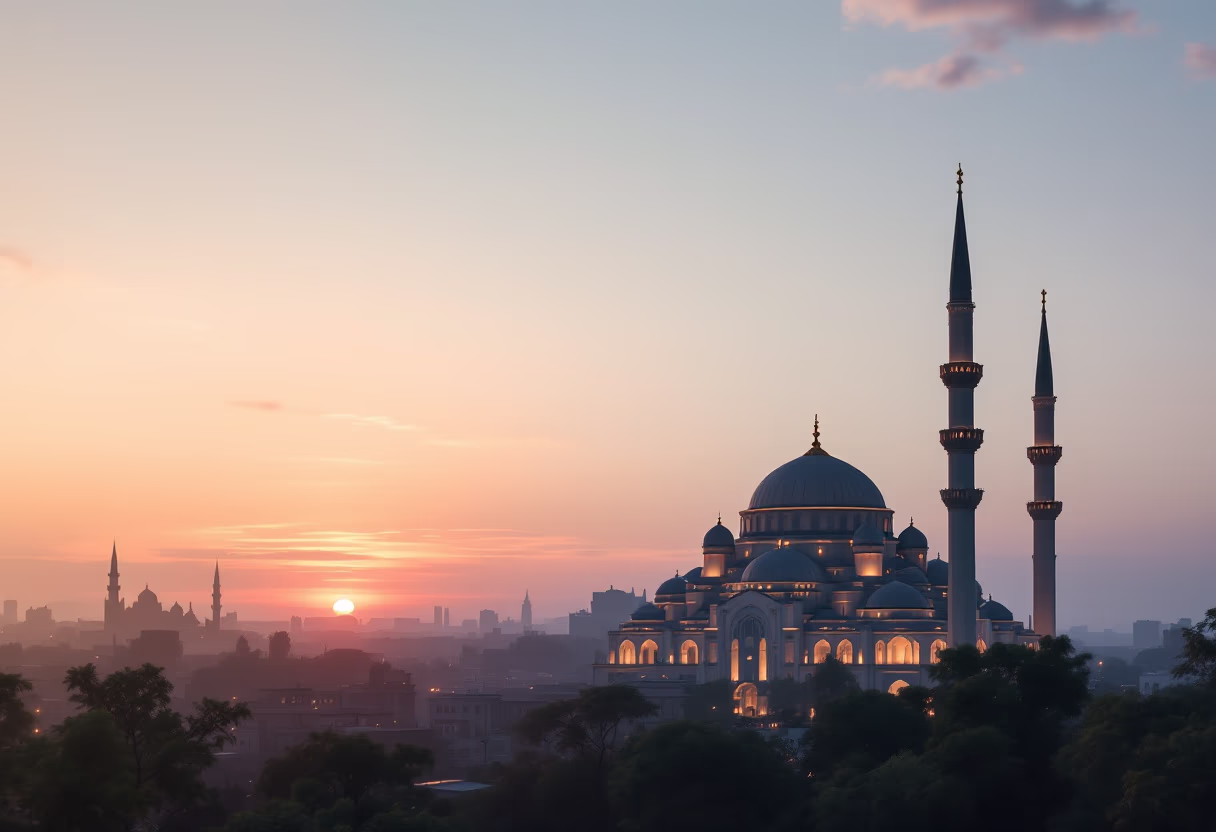 [background image] image of city skyline (for a mosque)