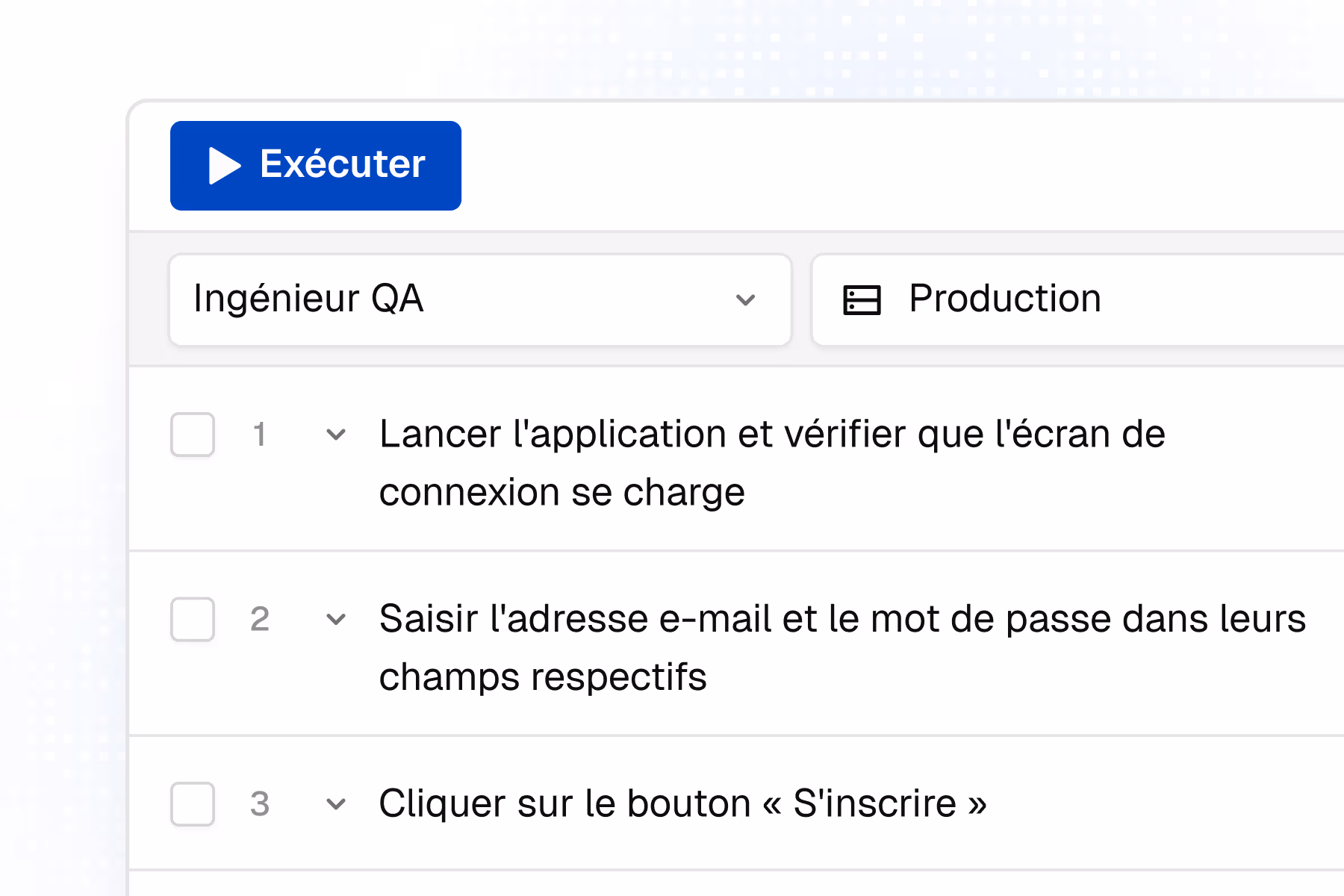 Illustration de l'étape « Générer » : Thunders construit le test automatiquement à partir de la description