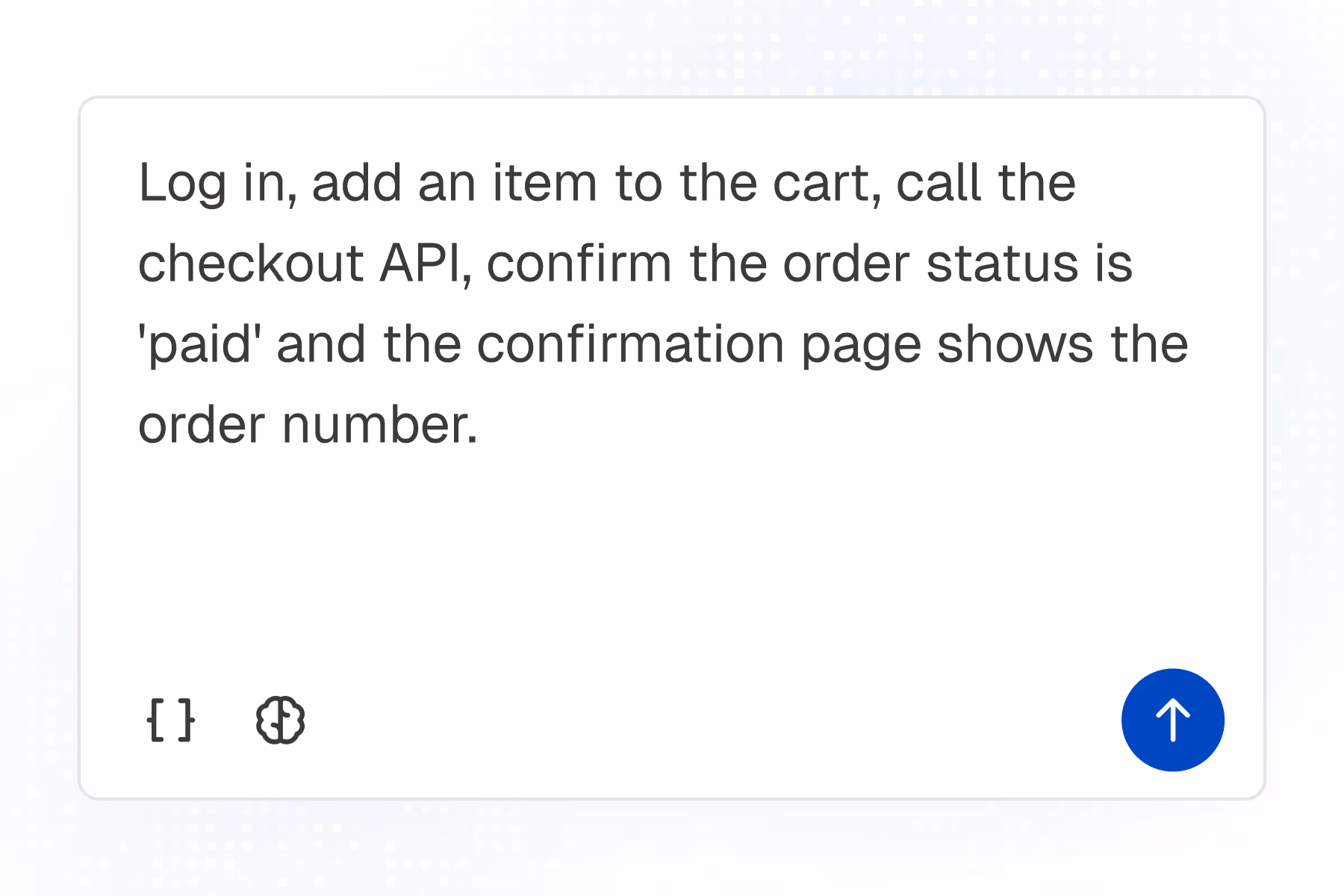 Illustration of the 'Describe' step, writing a test scenario in plain language in Thunders