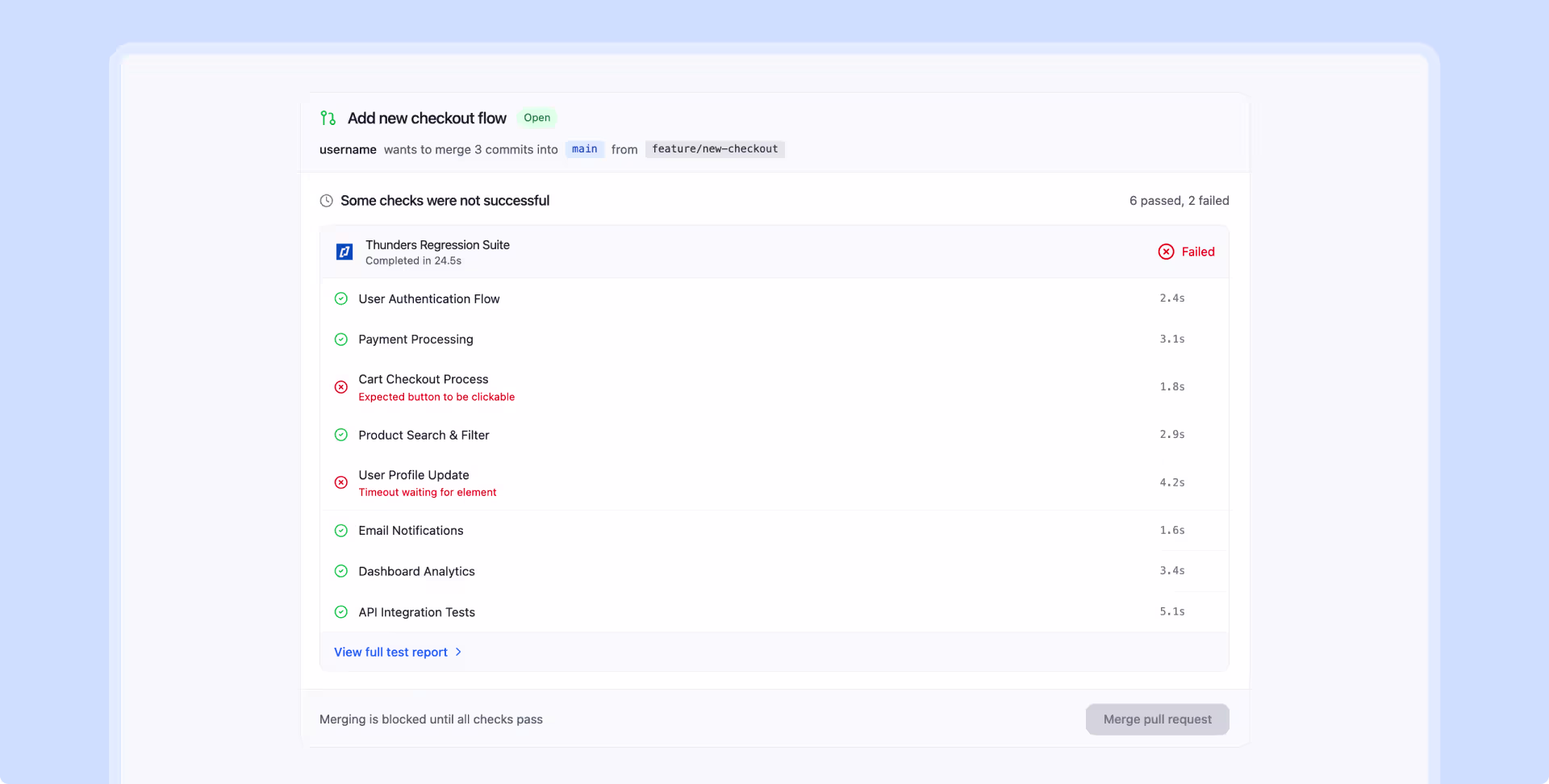 Illustration for use case: Run regression tests on every pull request