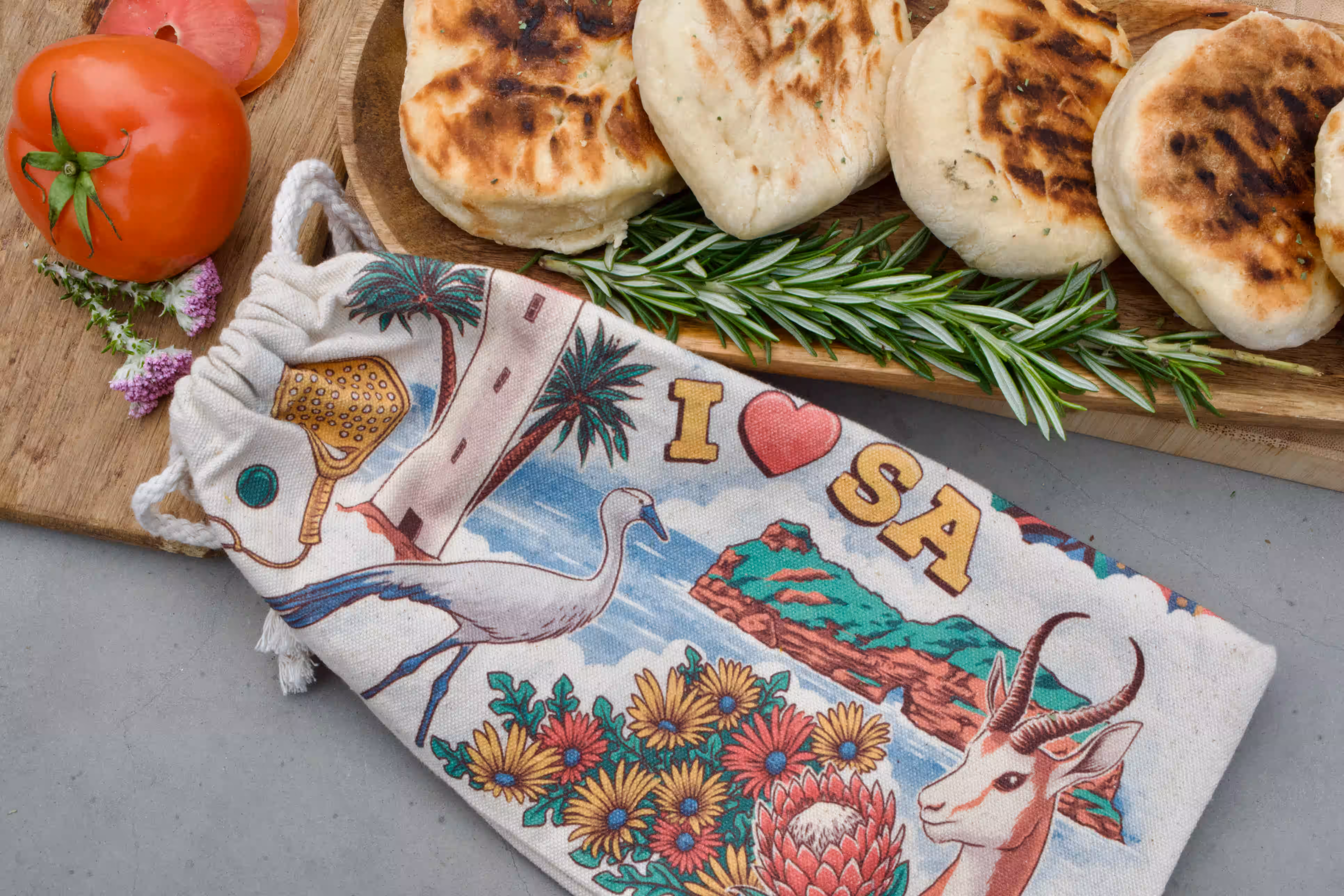 South Africa themed heritage day gift bag with illustrated design