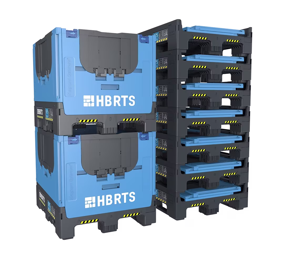 Image of Magnum Optimum dry box containers stacked and folded