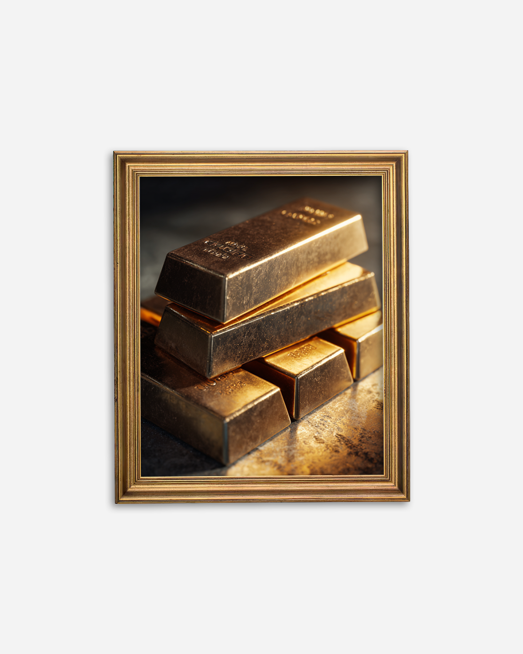 Gold antique frame with gold bar image