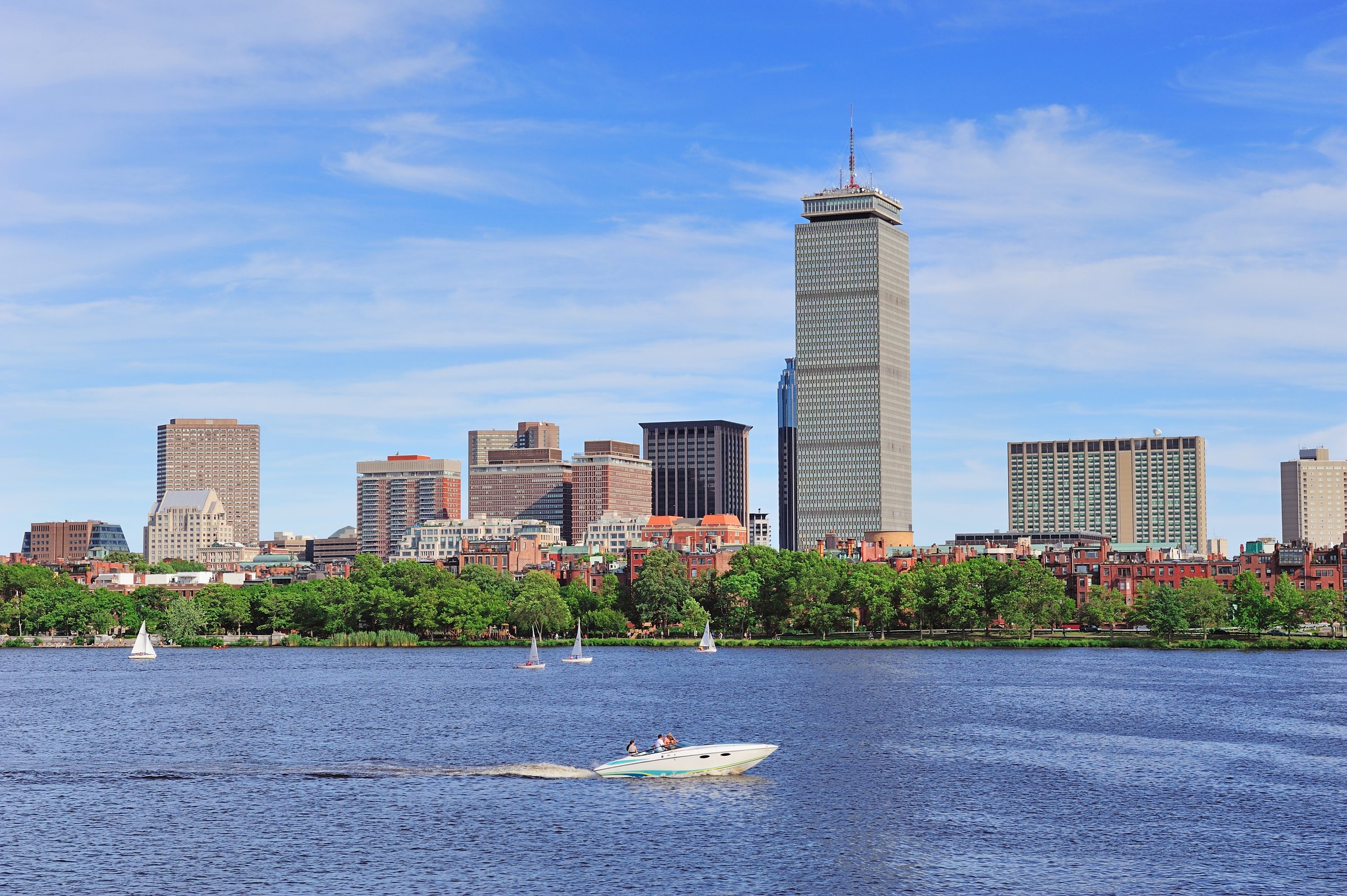 Downtown Boston skyline and the Back Bay seen across the Charles River