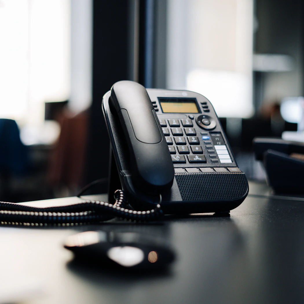 IP desk phone in a modern office