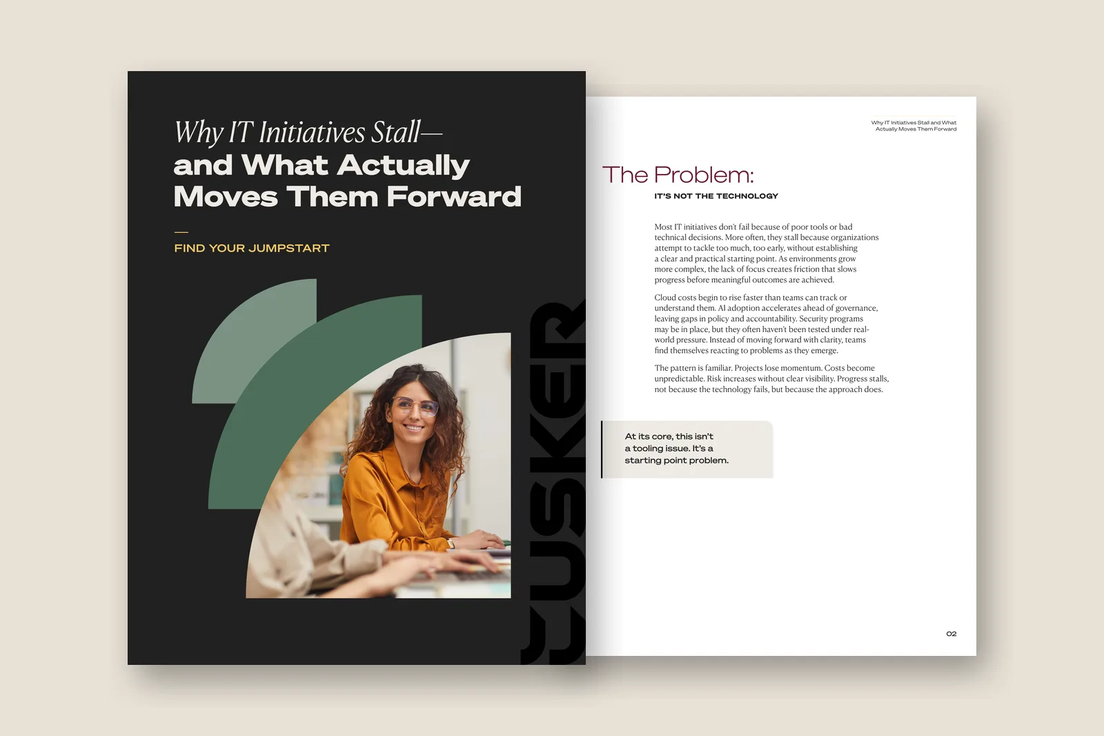 Cover and first page of the Tusker white paper Why IT Initiatives Stall