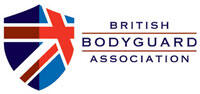 Logo of British Bodyguard Association featuring a stylized shield with a British flag design.