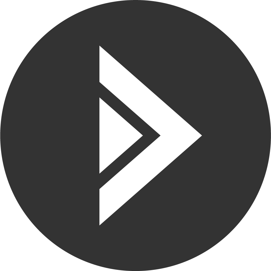 White forward arrow icon inside a dark gray circle.