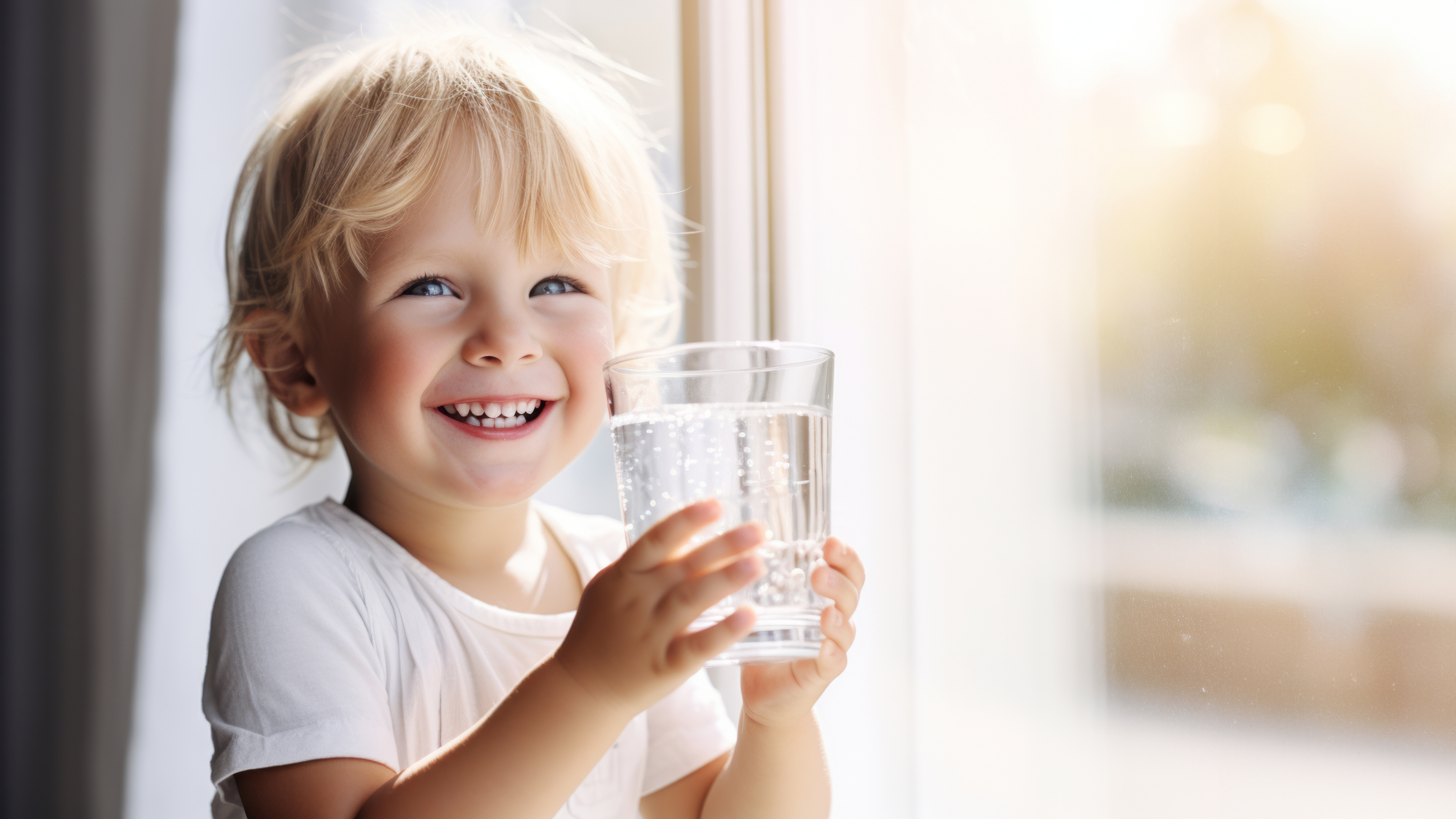 child drinking clean water