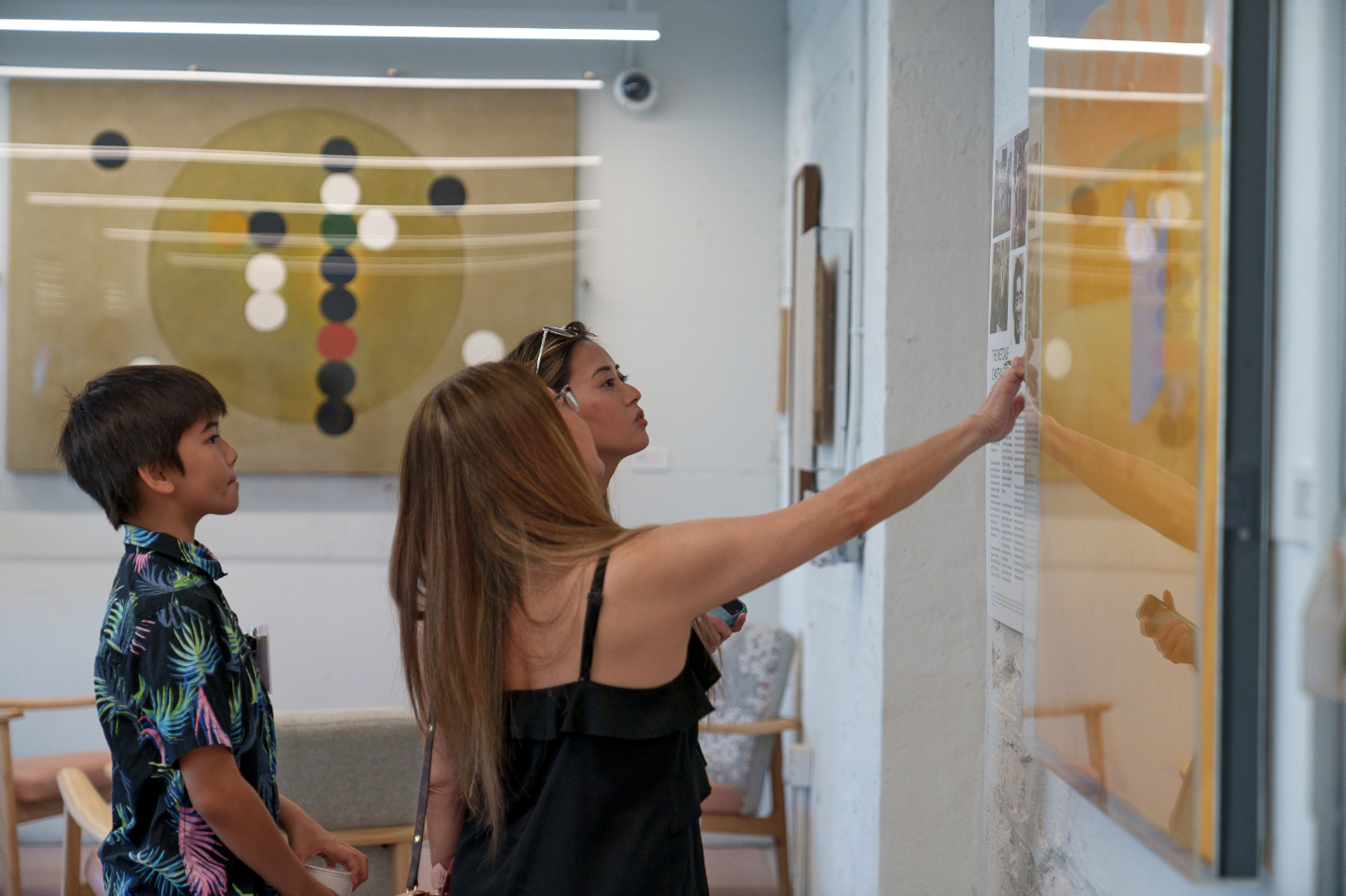 Students viewing artwork
