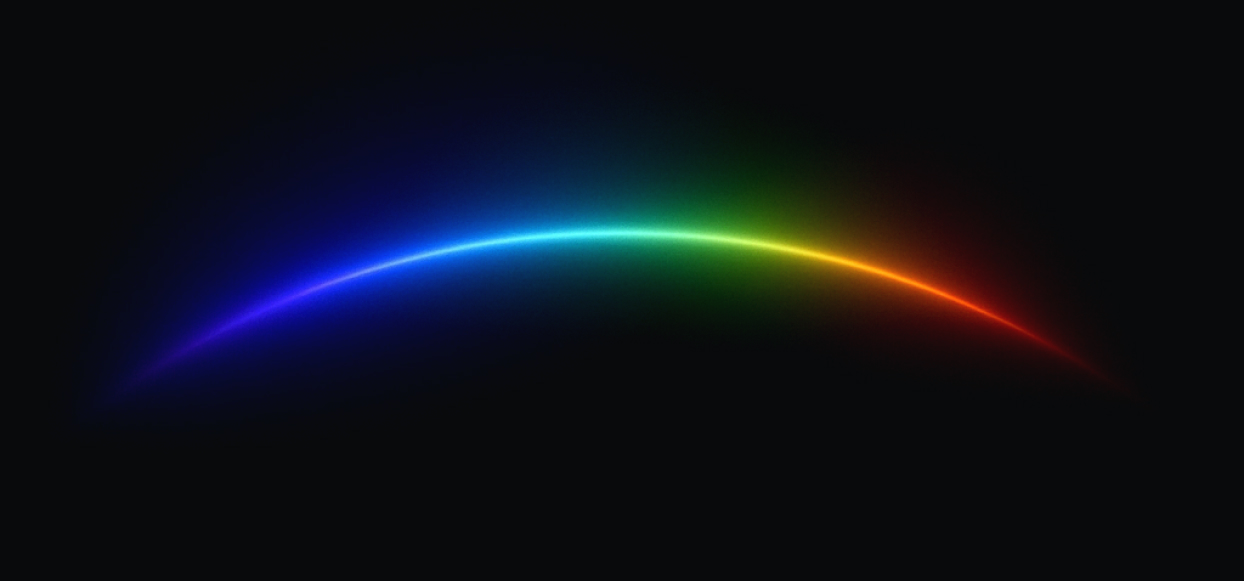 Colour spectrum light beam on a black background.