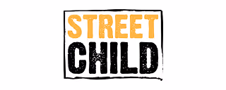 Texto 'STREET' en letras mayúsculas naranjas sobre la palabra 'CHILD' en letras mayúsculas negras.