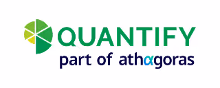 Logo de Quantify con texto 'part of athagoras' debajo.