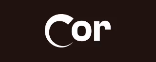 Texto blanco que dice 'Cor' sobre fondo negro.