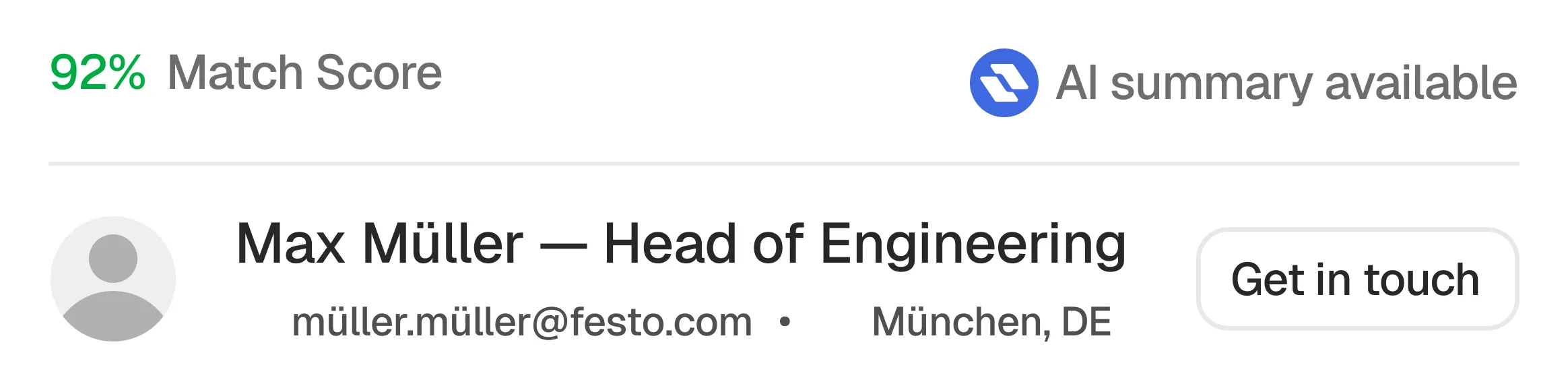 Ansprechpartner mit 92 % Match-Score: Head of Engineering, KI-Zusammenfassung verfügbar