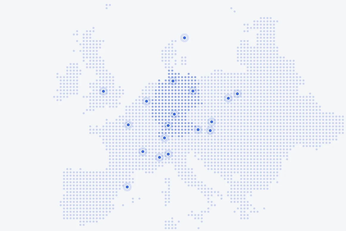 Europakarte mit Industriestandorten, Schwerpunkt DACH