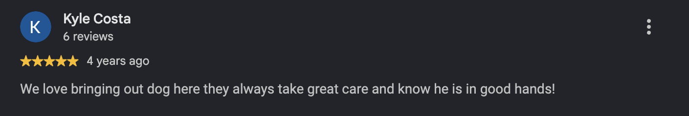 Google review from Kyle Costa, 4 years ago