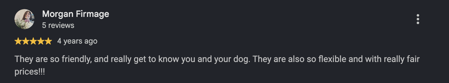 Google review from Morgan Firmage, 4 years ago