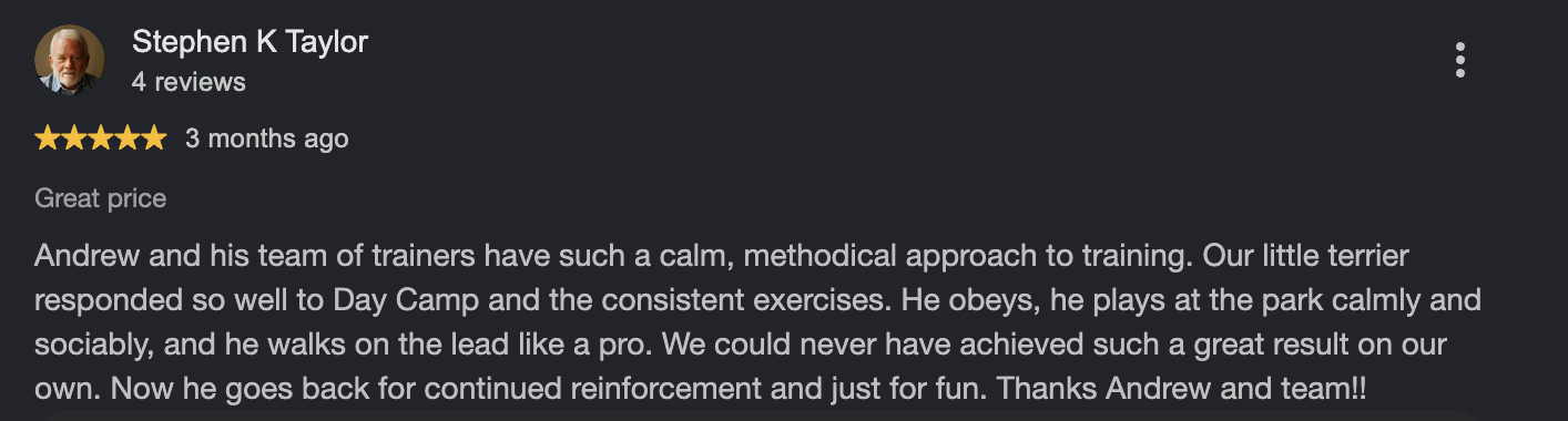 Google review from Stephen K Taylor, 3 months ago