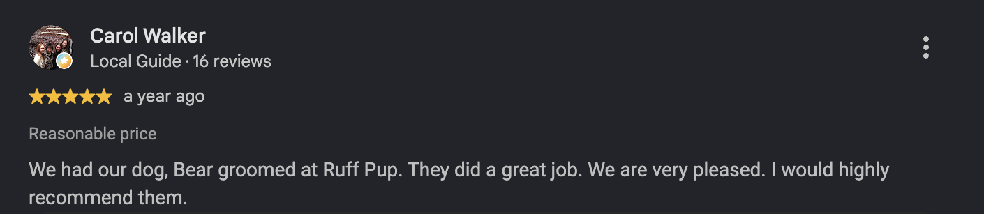 Google review from Carol Walker, a year ago