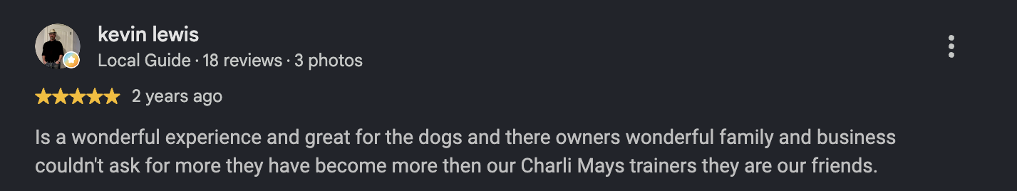 Google review from kevin lewis, 2 years ago