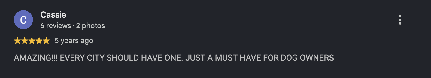 Google review from Cassie, 5 years ago