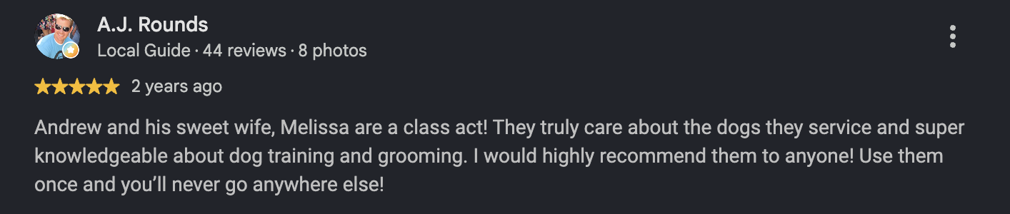 Google review from A.J. Rounds, 2 years ago