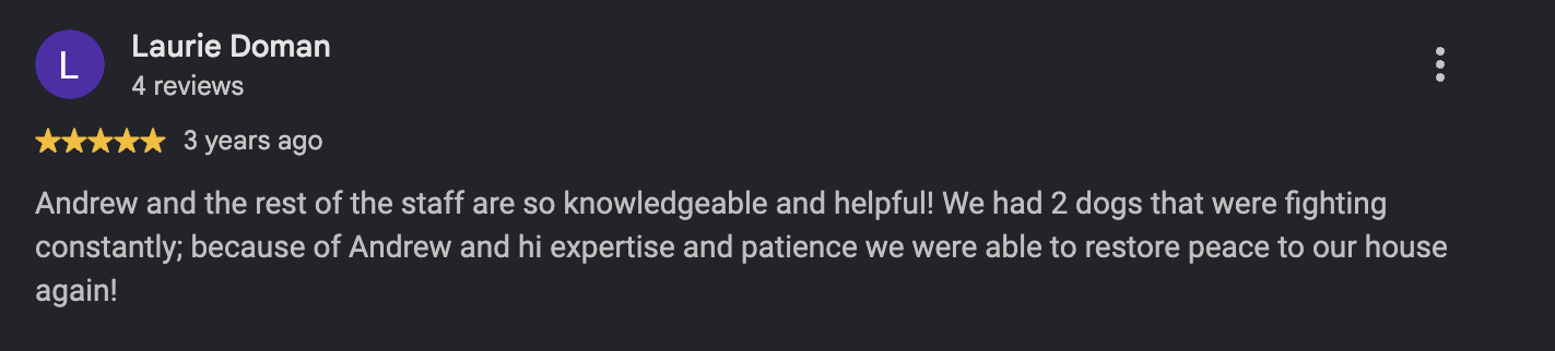 Google review from Laurie Doman, 3 years ago