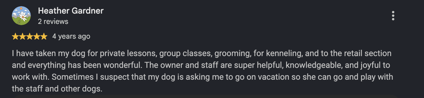 Google review from Heather Gardner, 4 years ago