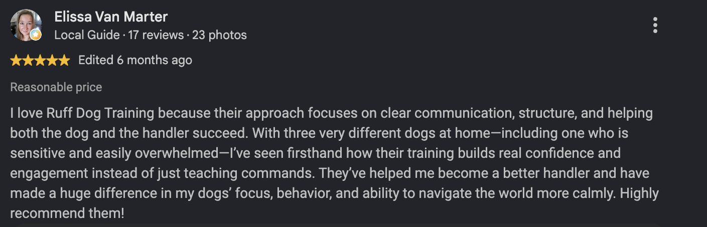 Google review from Dillon Johnson, Edited a month ago