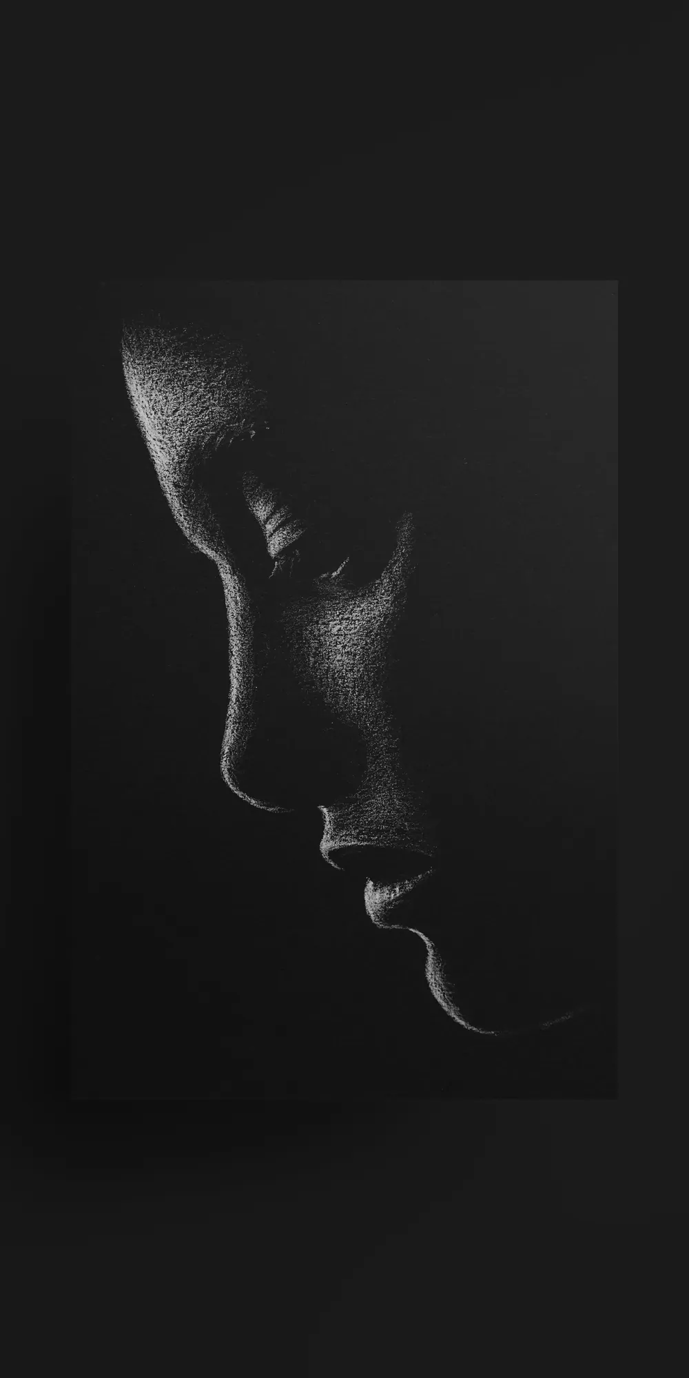 handgetekende illustratie met wit potlood van een gezicht