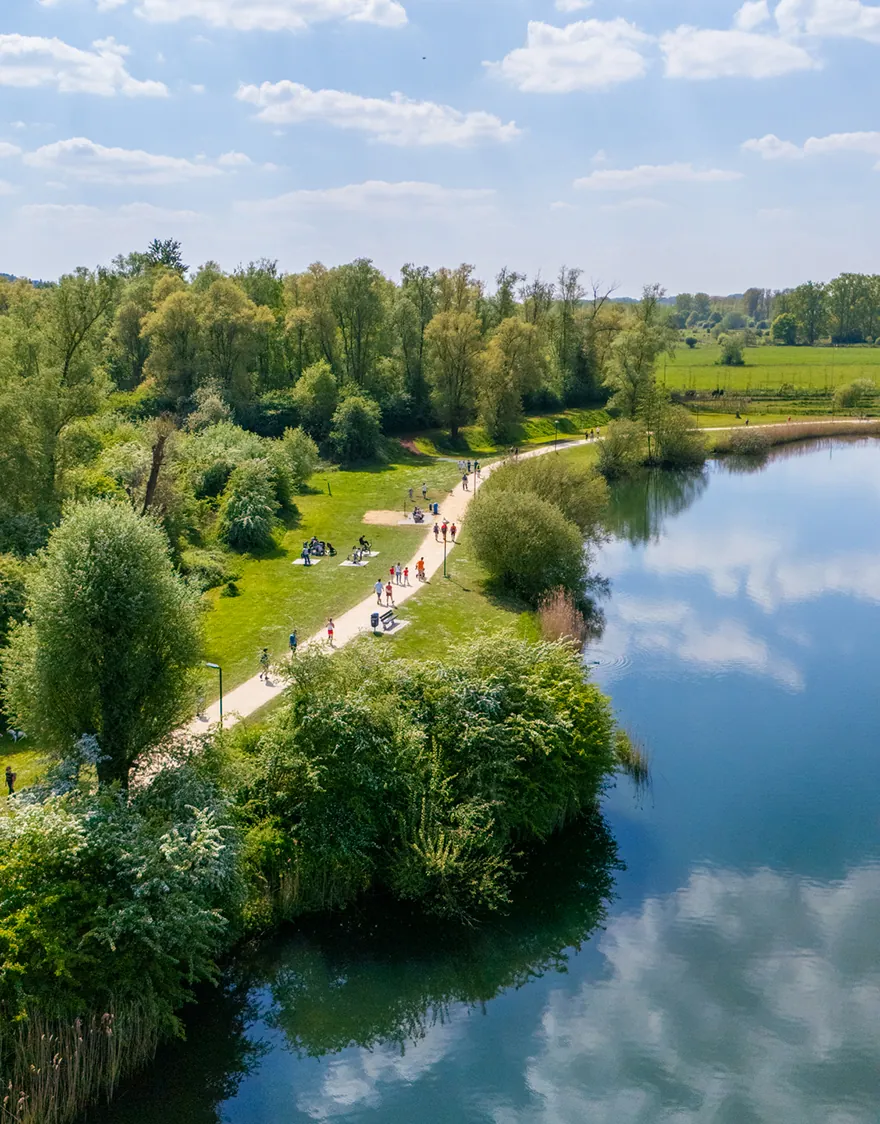 drone beeld van wandel event