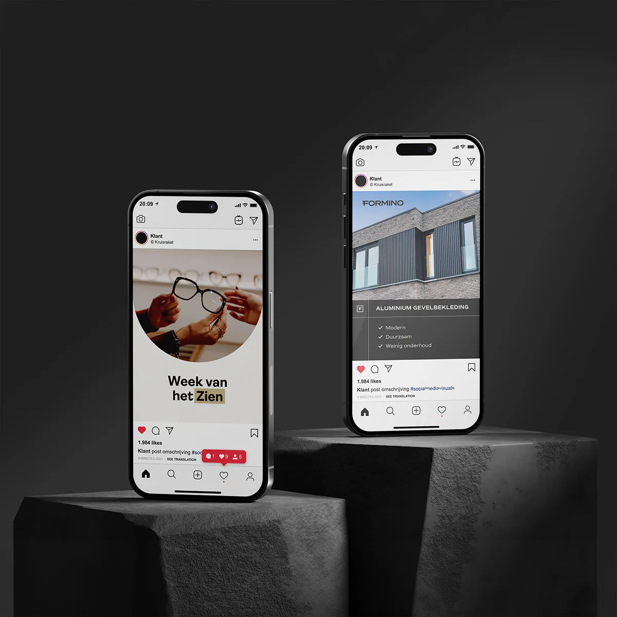 organische social media posts en meta advertentie visuals