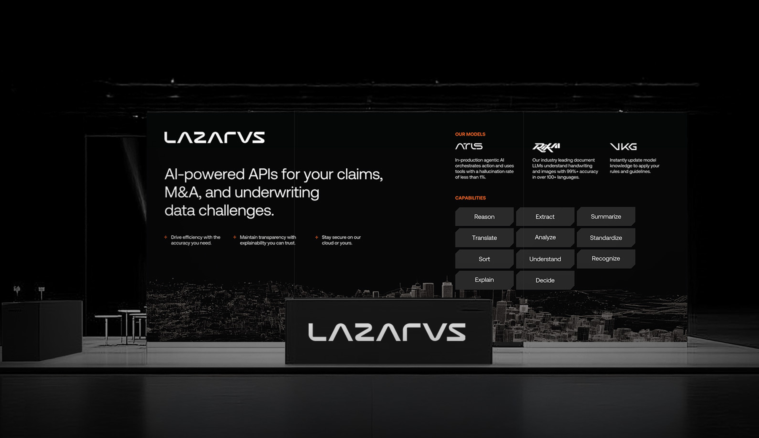 Lazarus AI mockup showcasing the backdrop for ITC Vegas 2025.