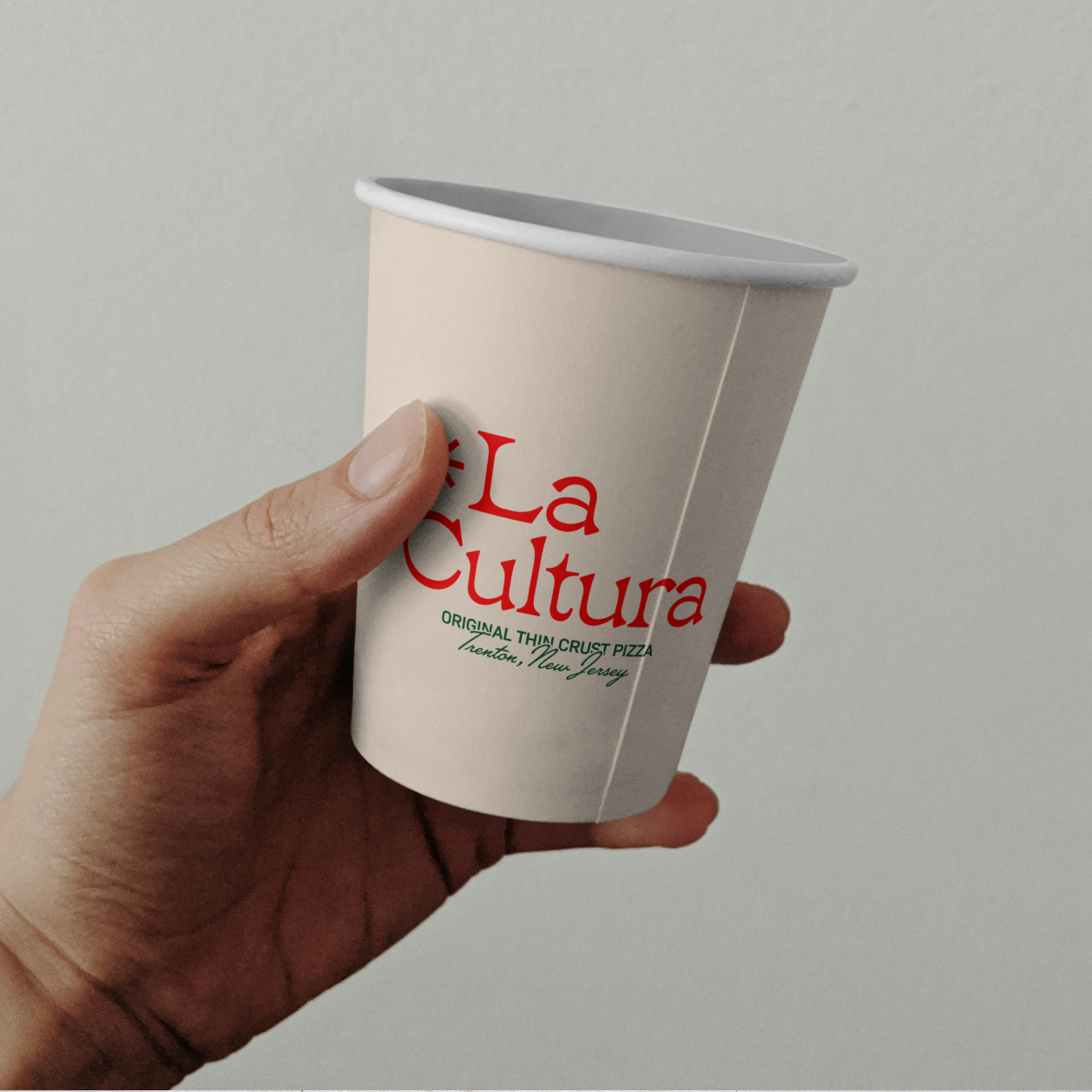 La Cultura coffee cup.