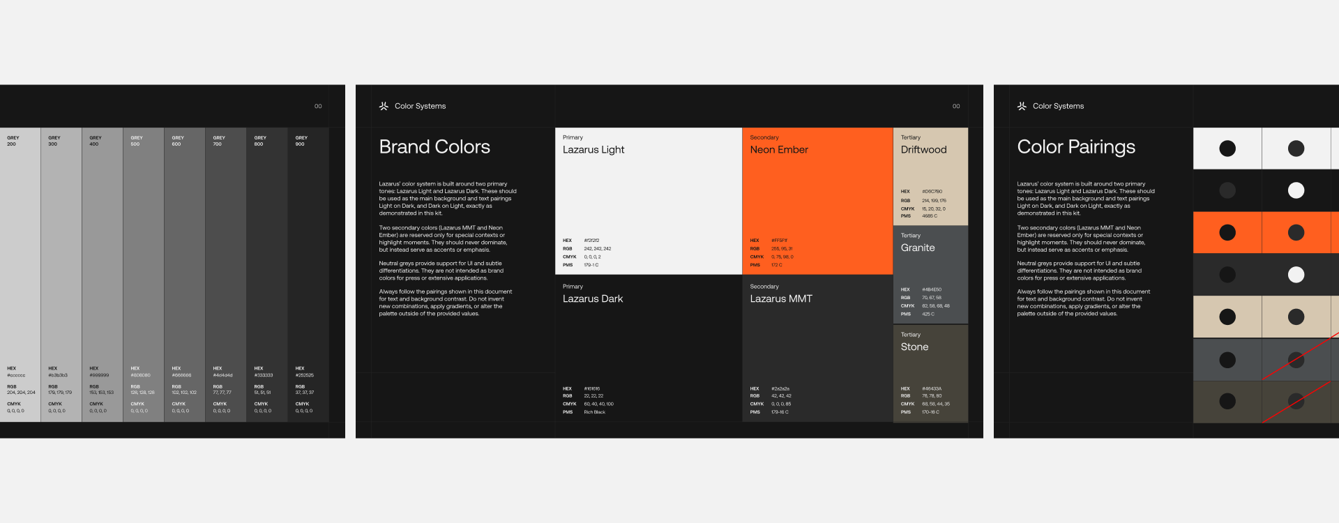 Lazarus AI brand guidelines and color sytstems preview.