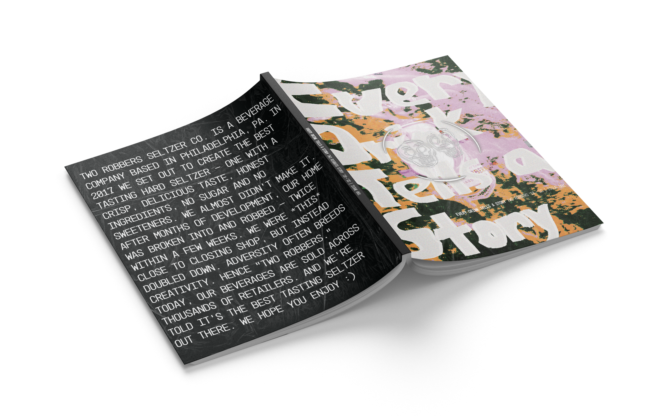 Two Robbers Zine concept showcasing the front and back cover.